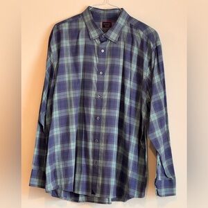 UNTUCKit Men's Blue and Green Plaid Shirt